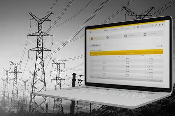 A laptop screen showing a data table in a billing app developed by BeeReal.